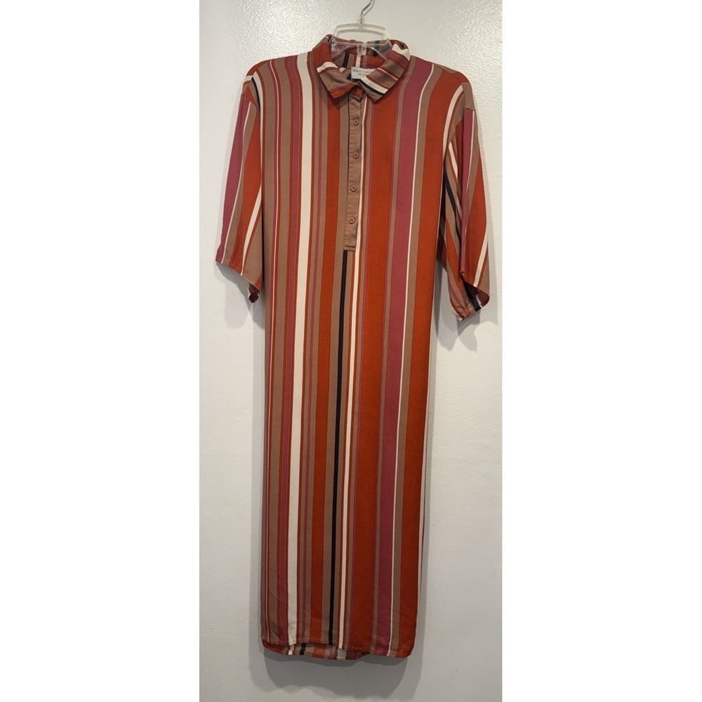 Dress Forum Striped Button Front Shirt Dress Womens Size Small Short Sleeve Boho